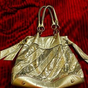 Melie Bianco Shimmer Sequined and Soft Side Bucket Bag